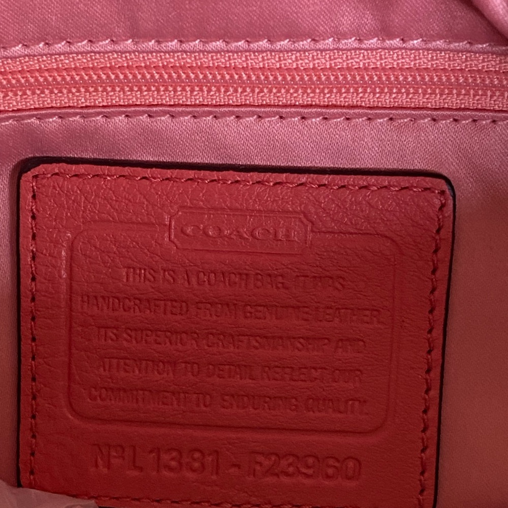 Coach Salmon Leather Shoulder Bag with Seam Detail - Picture 3 of 9